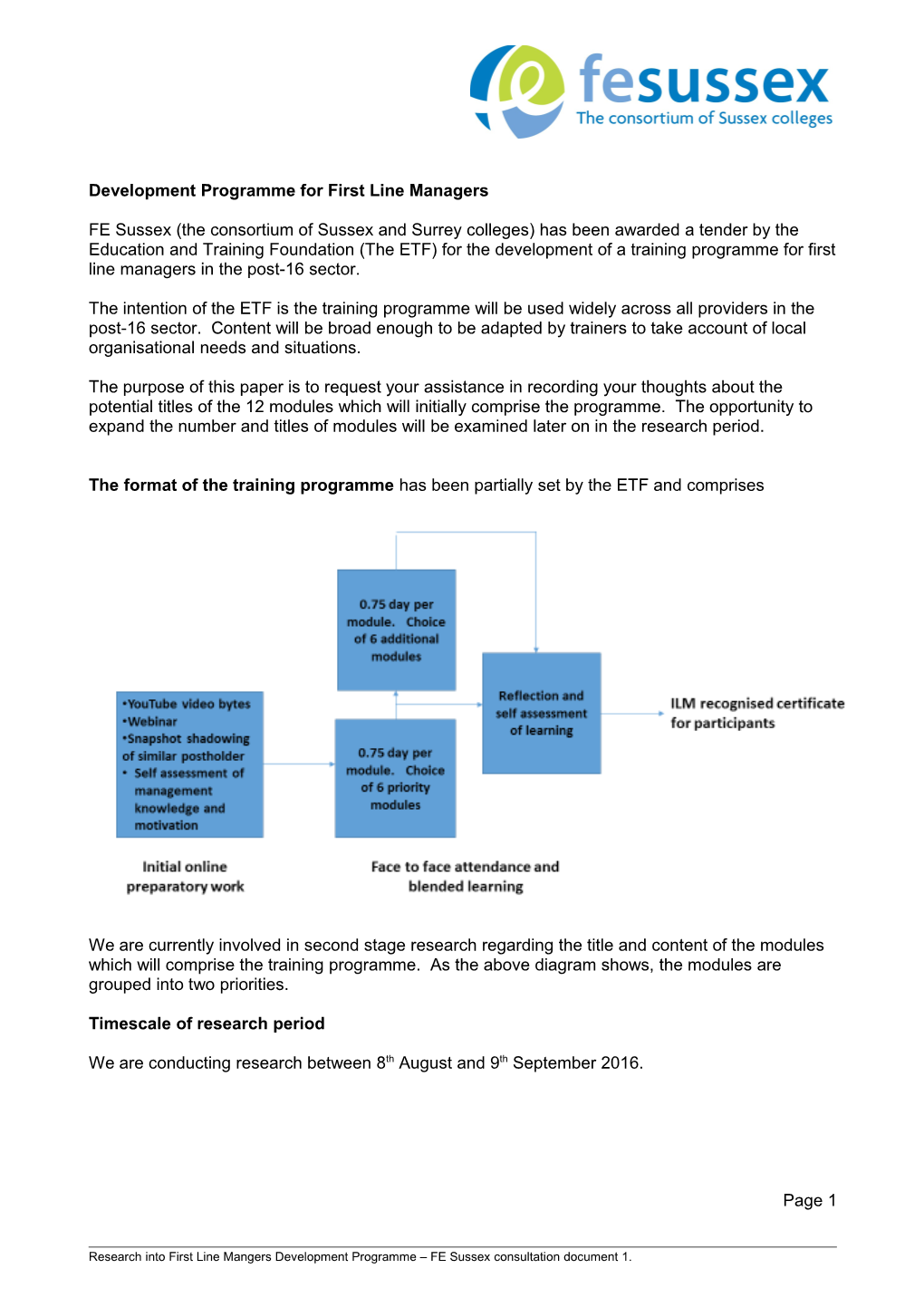 Development Programme for First Line Managers