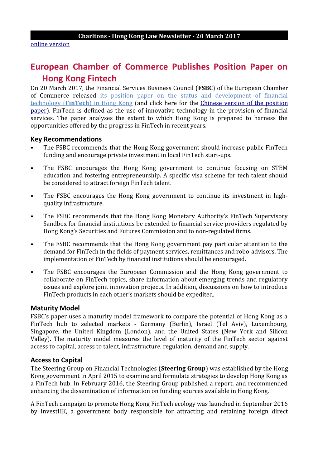 Charltons - Hong Kong Law Newsletter - 20 March 2017