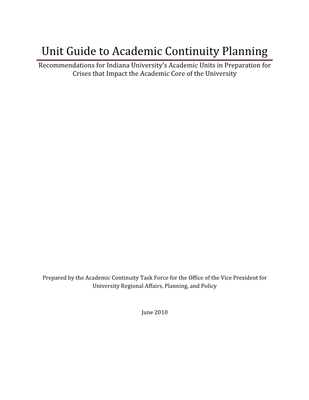 Unit Guide to Academic Continuity Planning