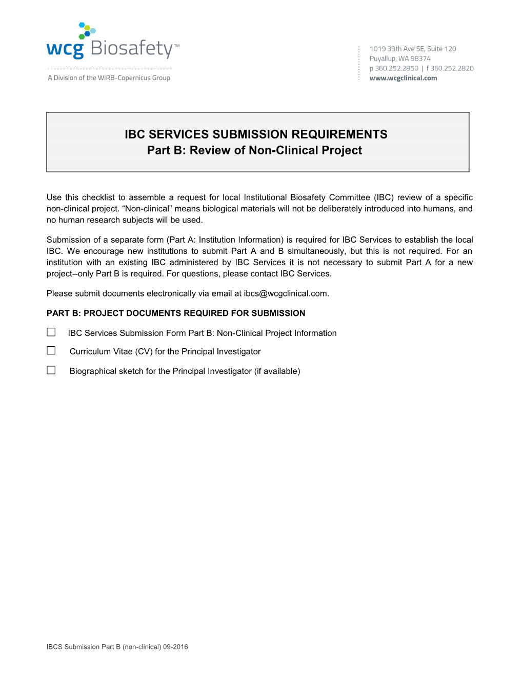 IBC Services SUBMISSION REQUIREMENTS