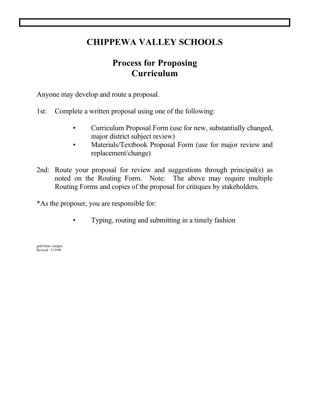 Process for Proposing
