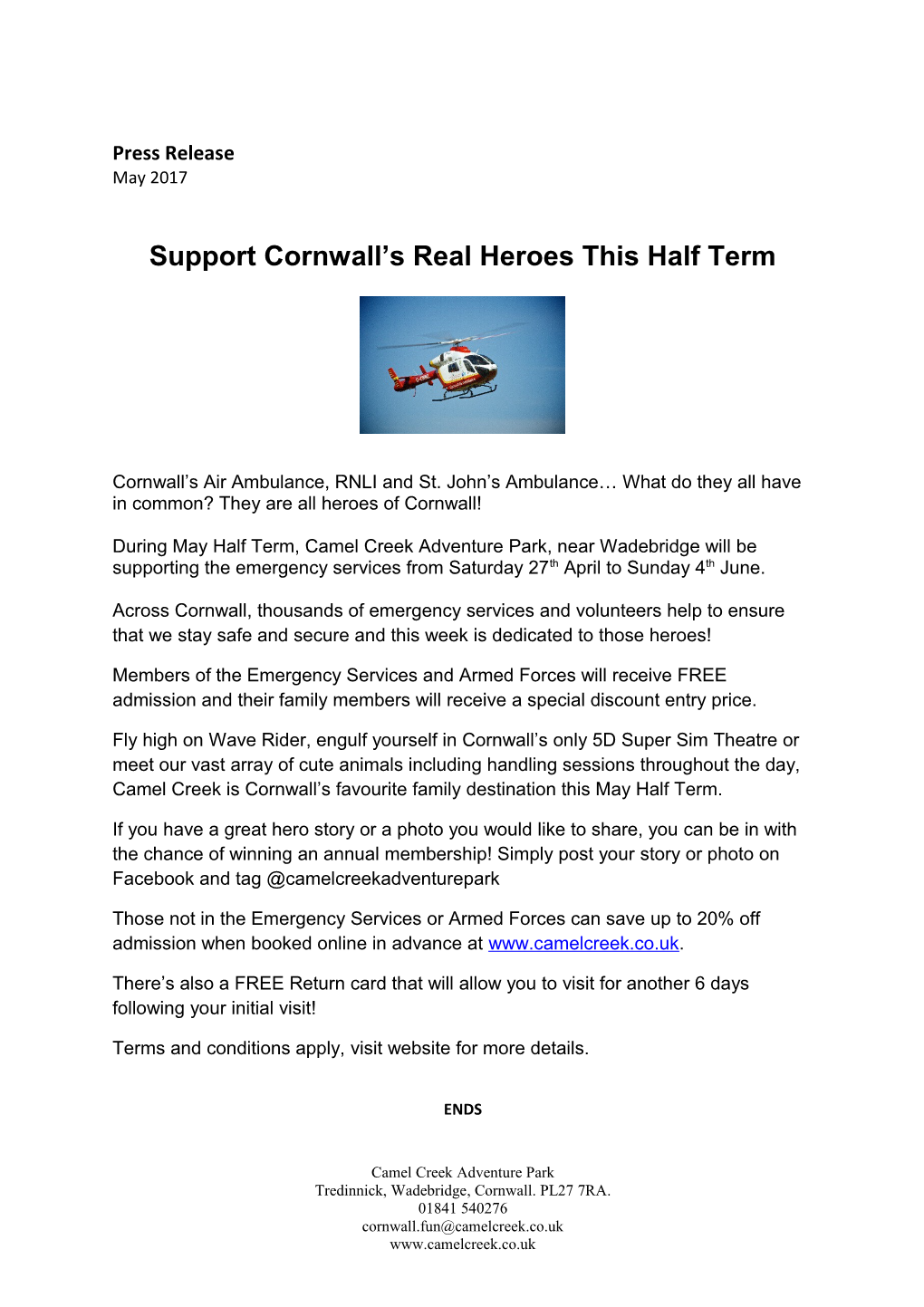 Support Cornwall S Real Heroes This Half Term