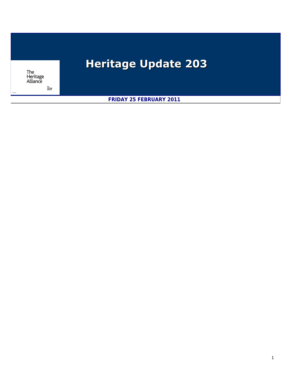 Heritage Update 203