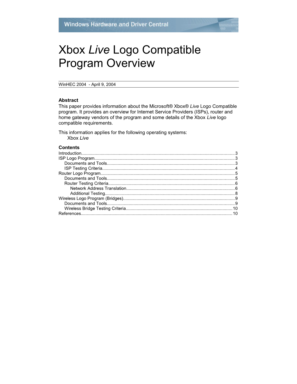 Xbox Live Logo Compatible Program Overview