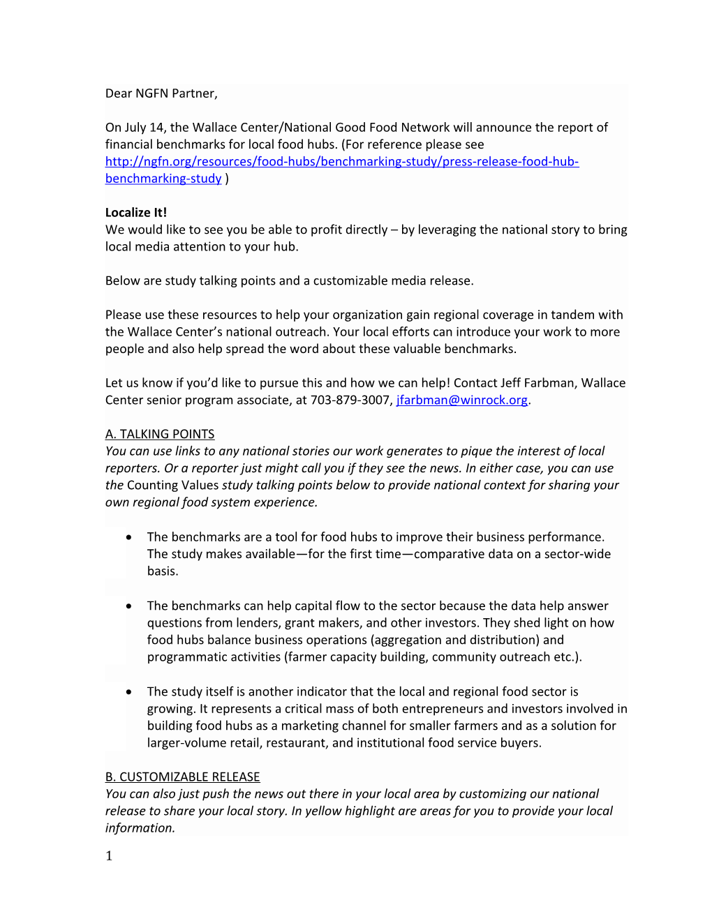 Below Are Study Talking Points and a Customizable Media Release