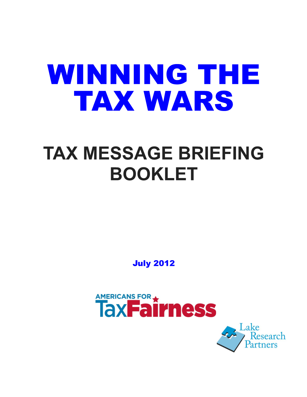 Tax Message Briefing Booklet