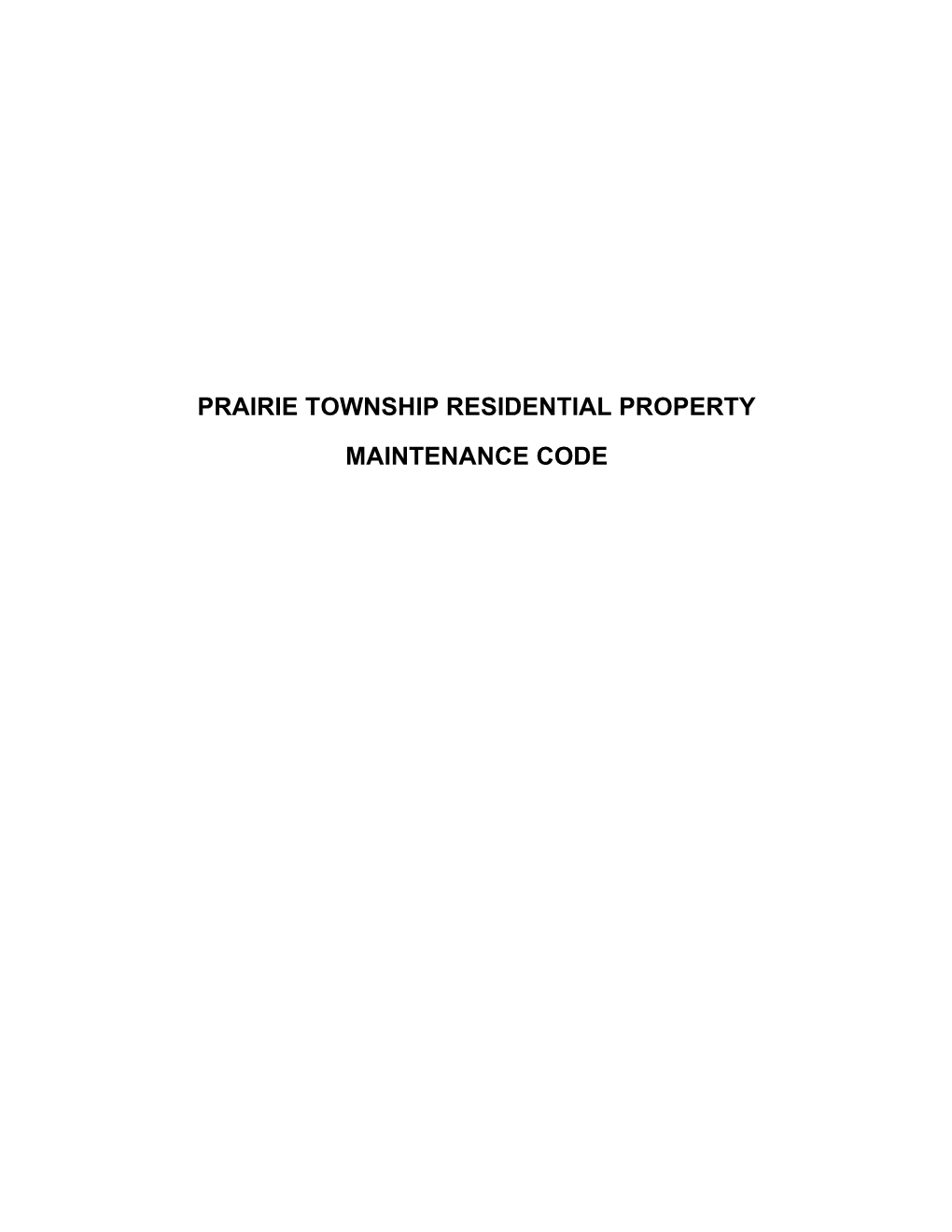 Prairie Township Residential Property Maintenance Code