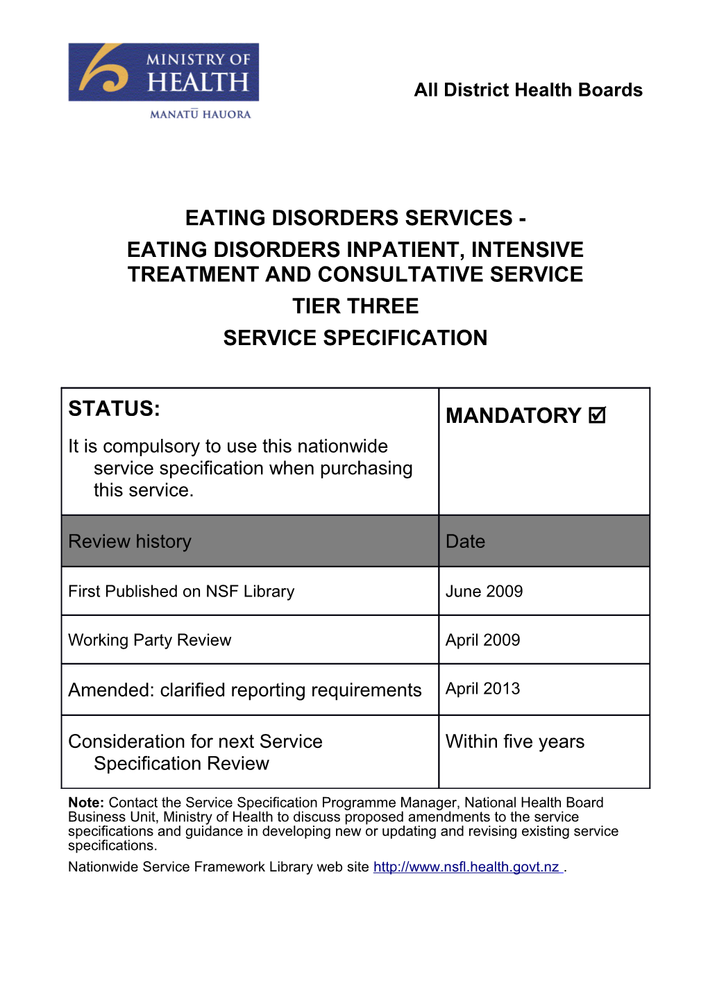 It Is Compulsory to Use This Nationwide Service Specification When Purchasing This Service