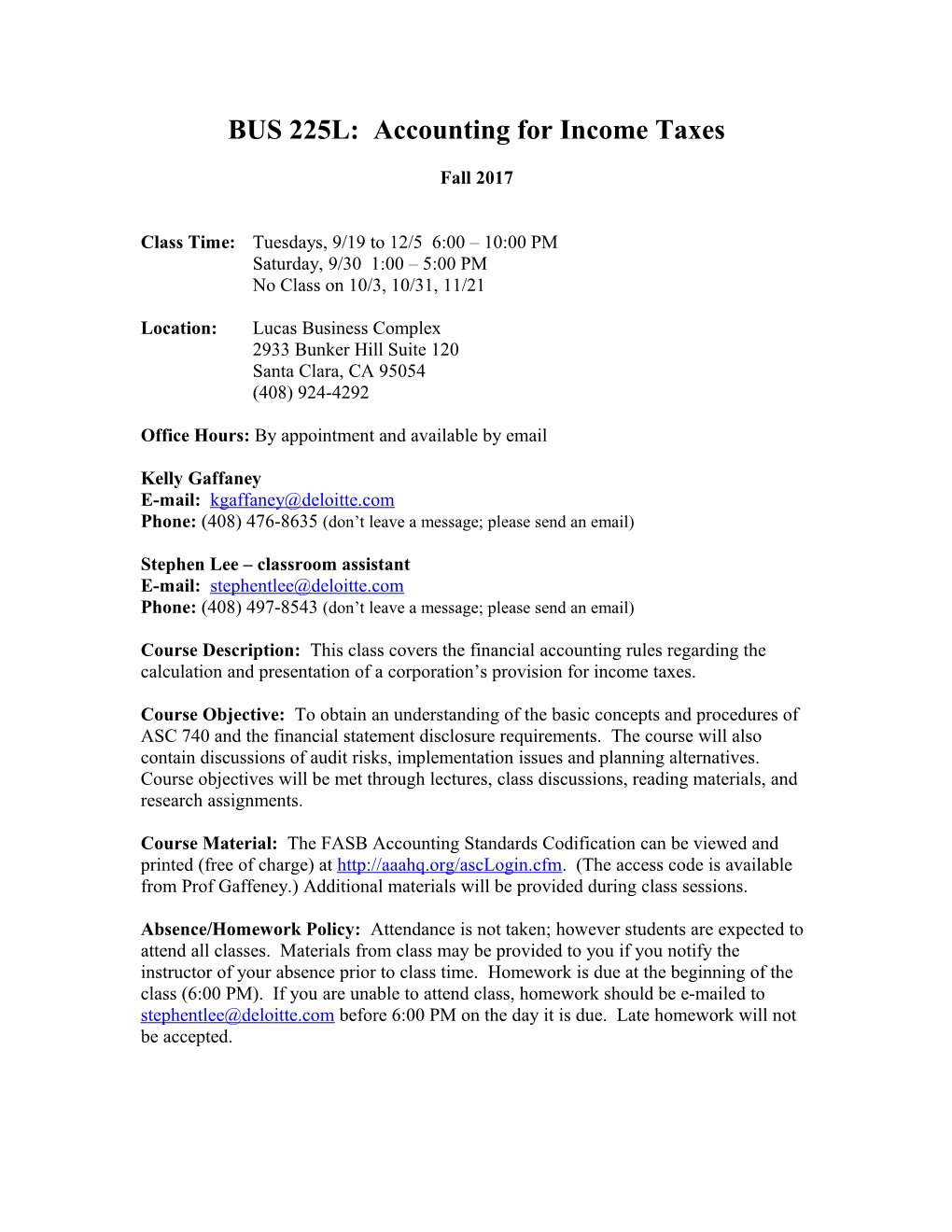 BUS 225L: Accounting for Income Taxes