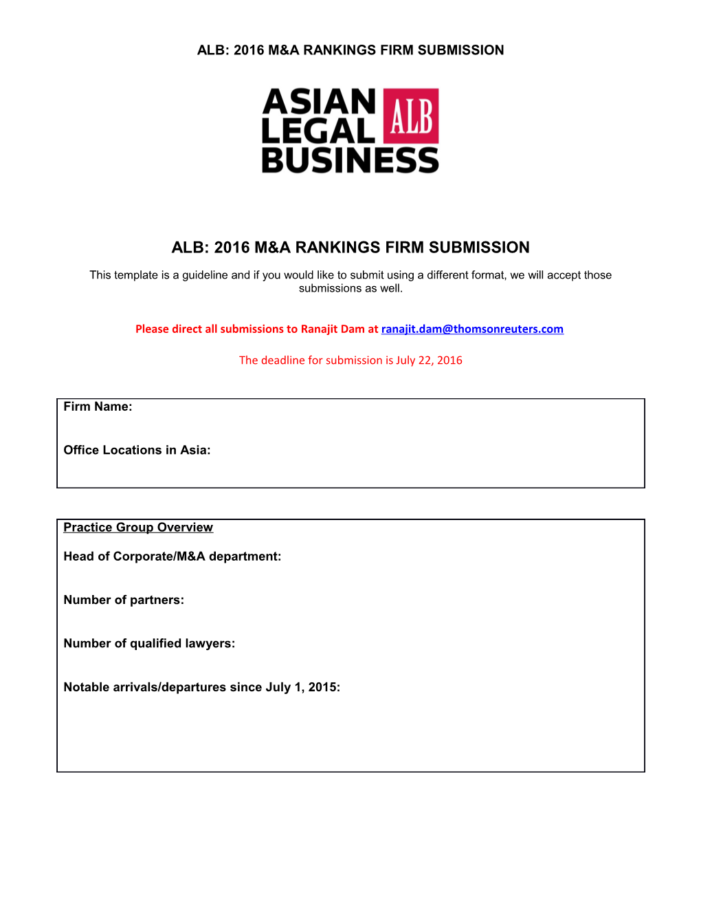 Alb: 2016M&Arankings Firm Submission