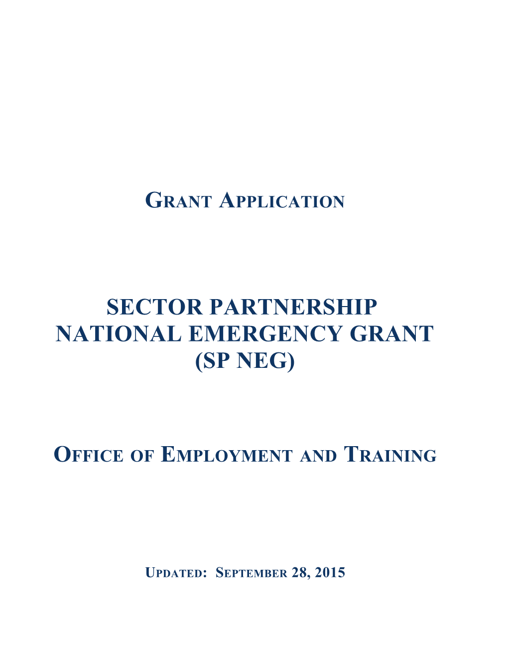 Sector Partnership NEG LWDA Grant Application