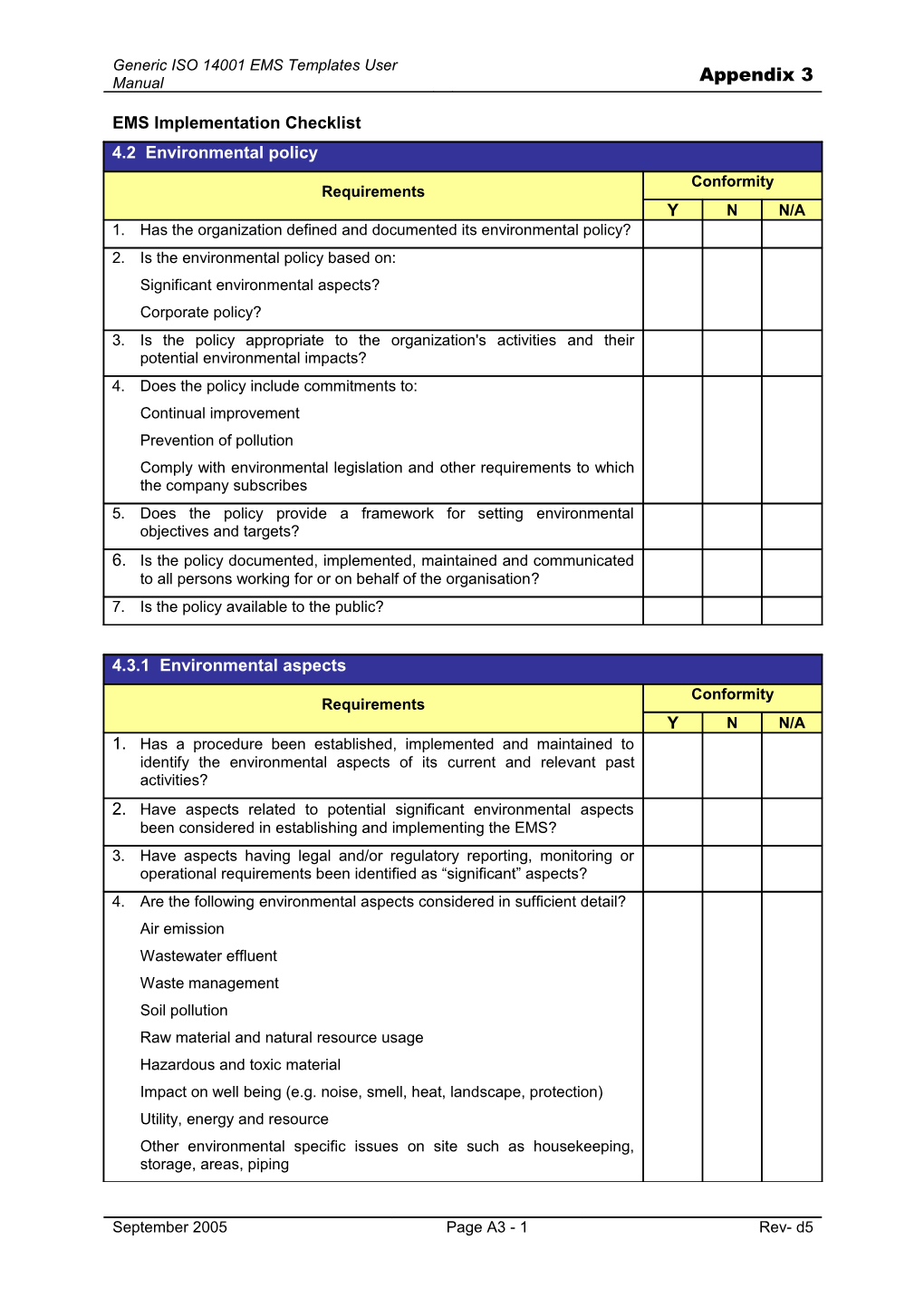 EMS Implementation Audit Checklist