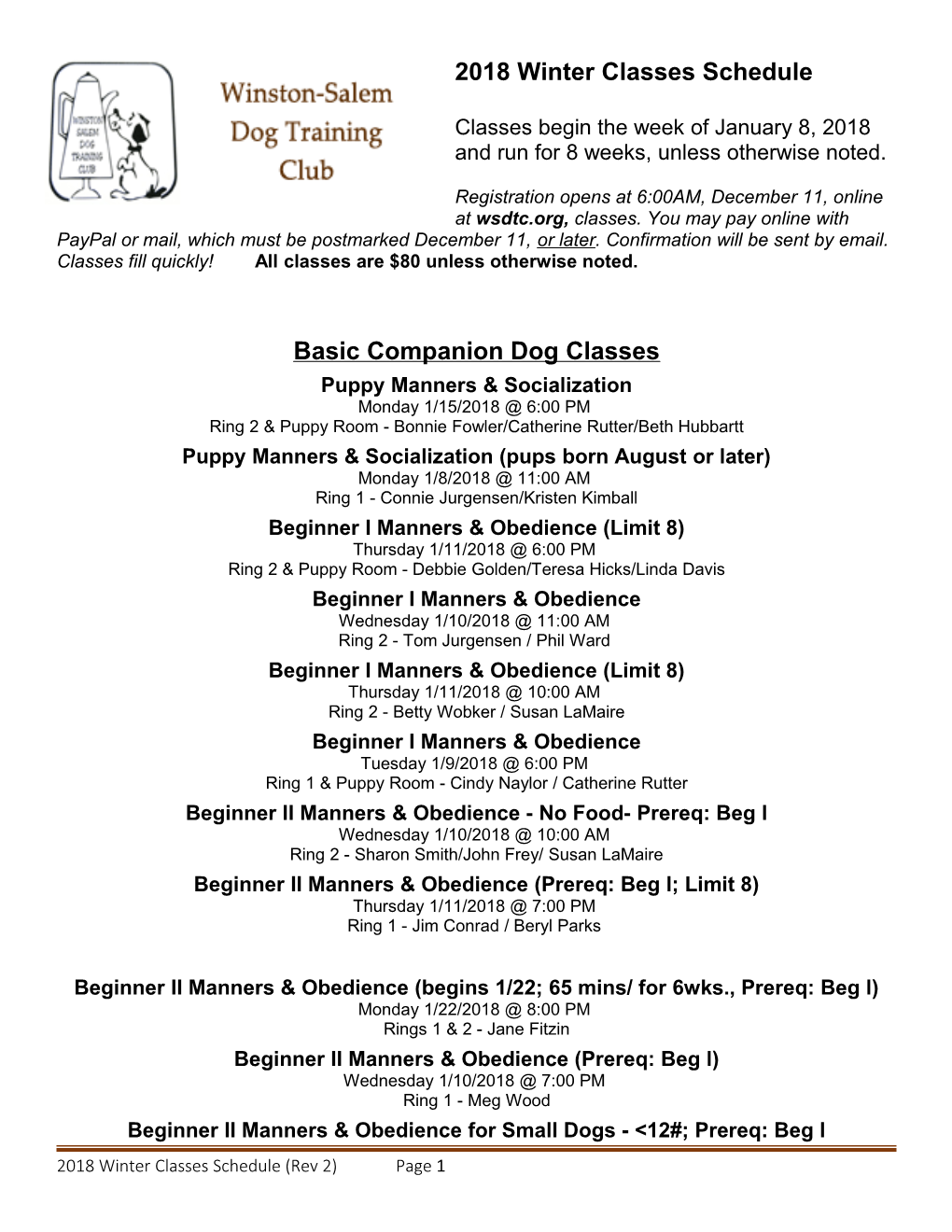 Basic Companion Dog Classes