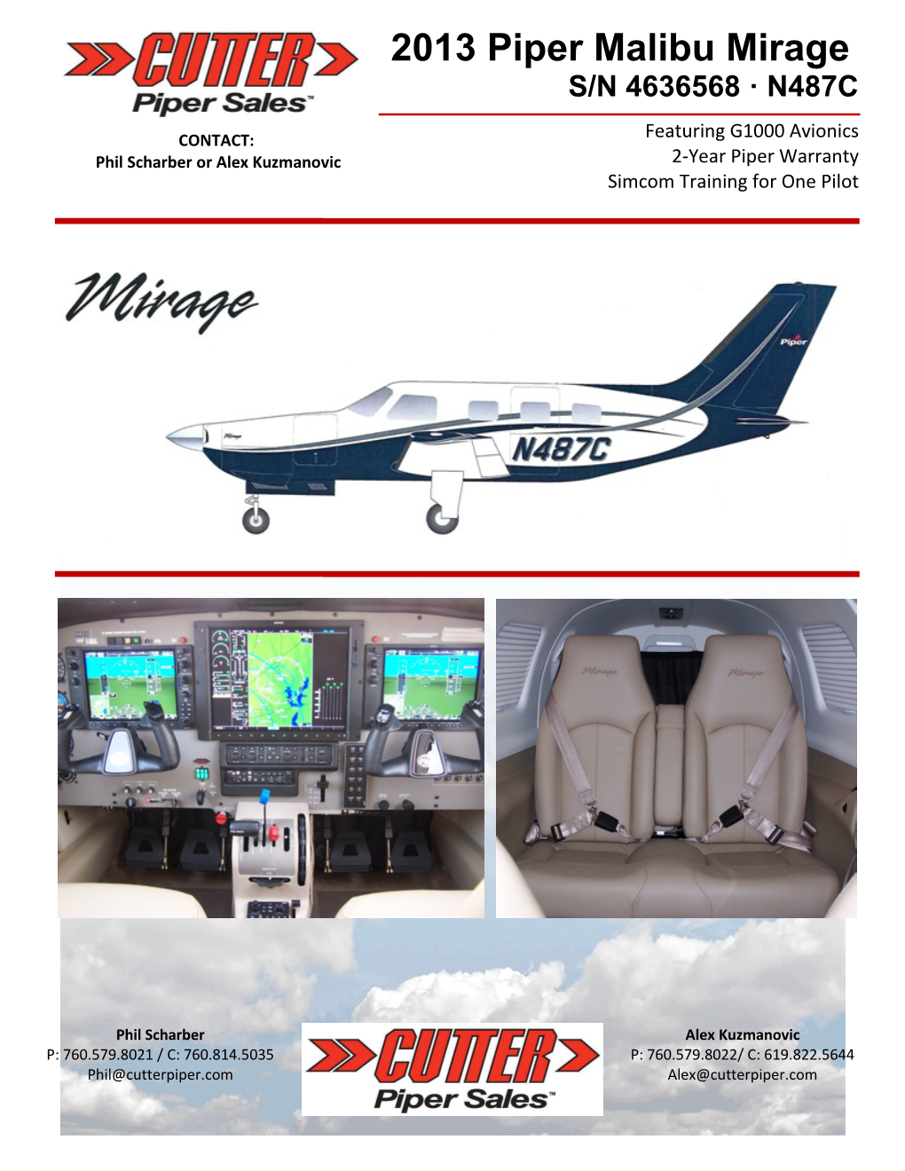 2013 Piper Malibu Mirages/N 4636568 N487C