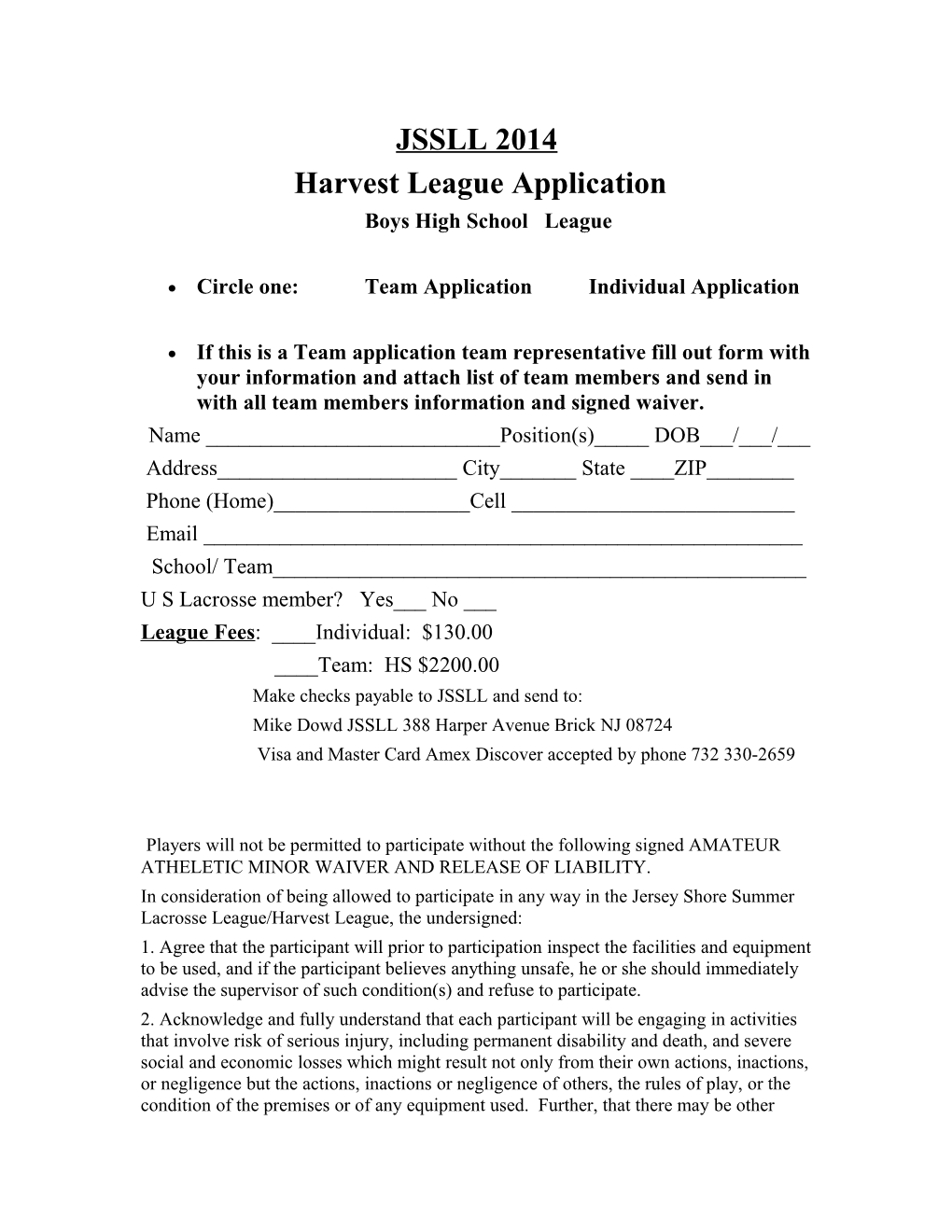 Harvest League Application