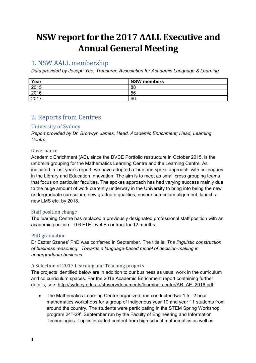 NSW Report for the 2017 AALL Executive and Annual General Meeting