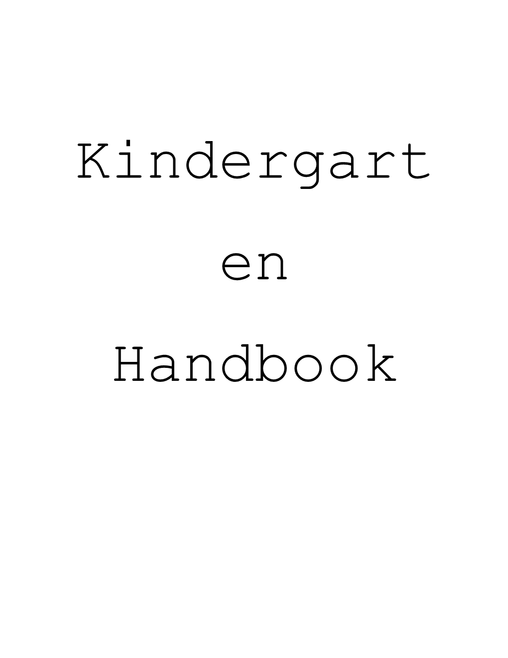 Kindergarten Handbook for Parents