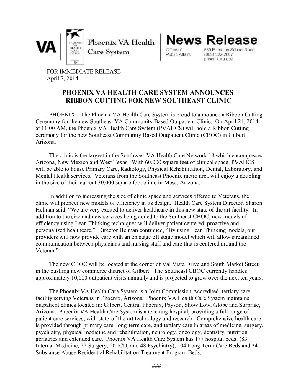 VA 2K National News Release Vhav1ka.110406