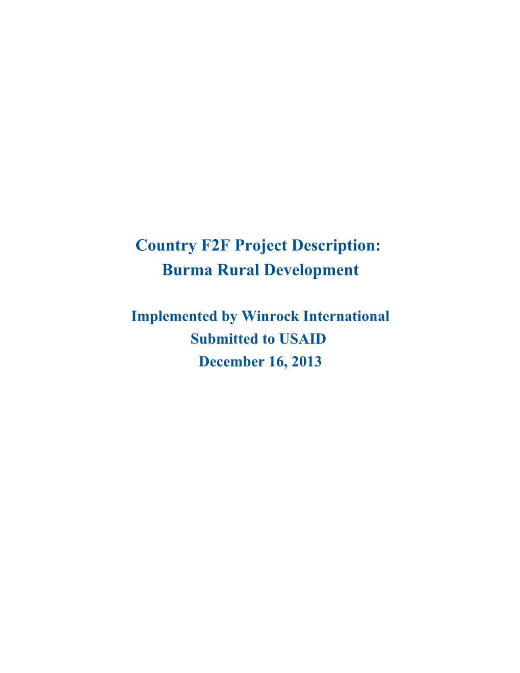 Country F2F Project Description