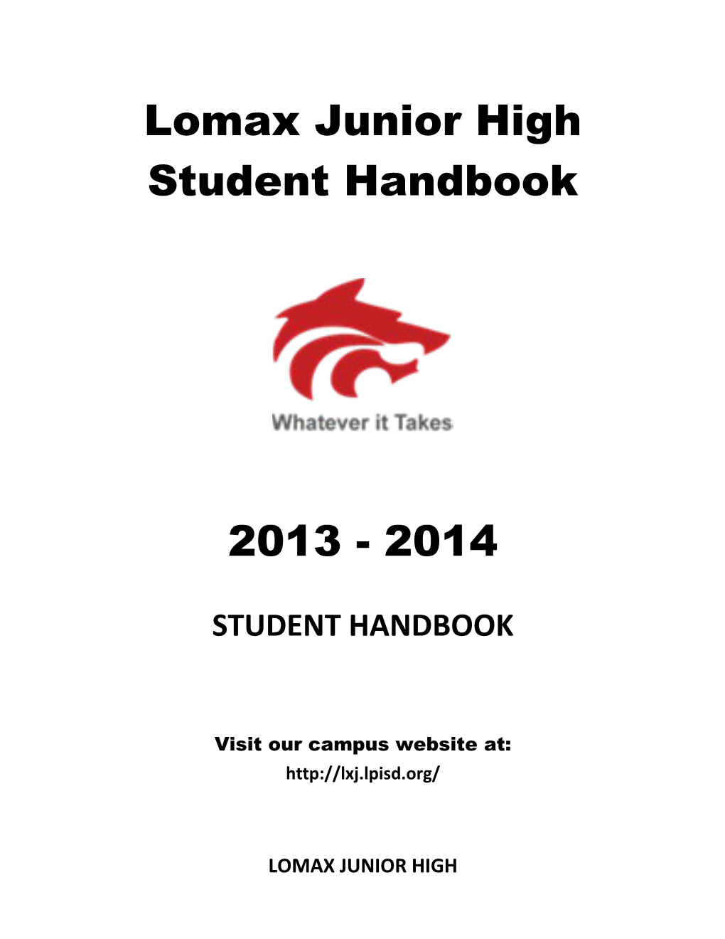 Lomax Junior High Student Handbook