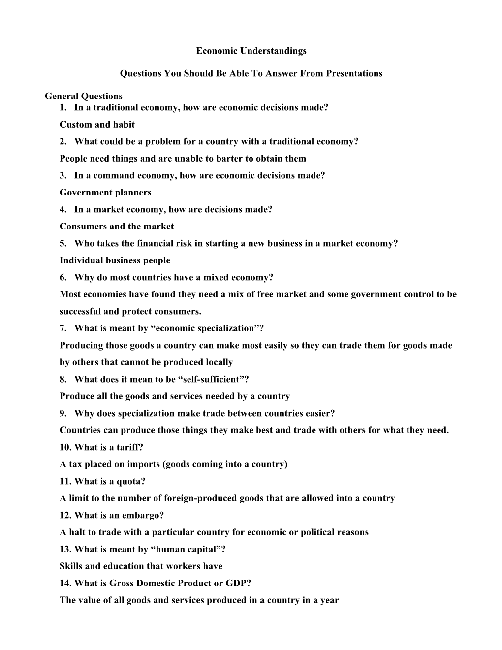 Questions You Should Be Able to Answer from Presentations