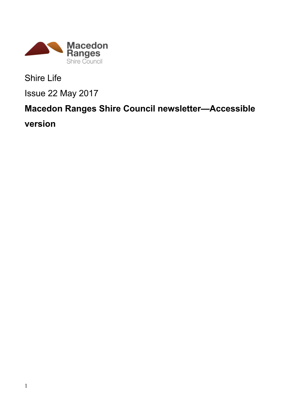Macedon Ranges Shire Council Newsletter Accessible Version