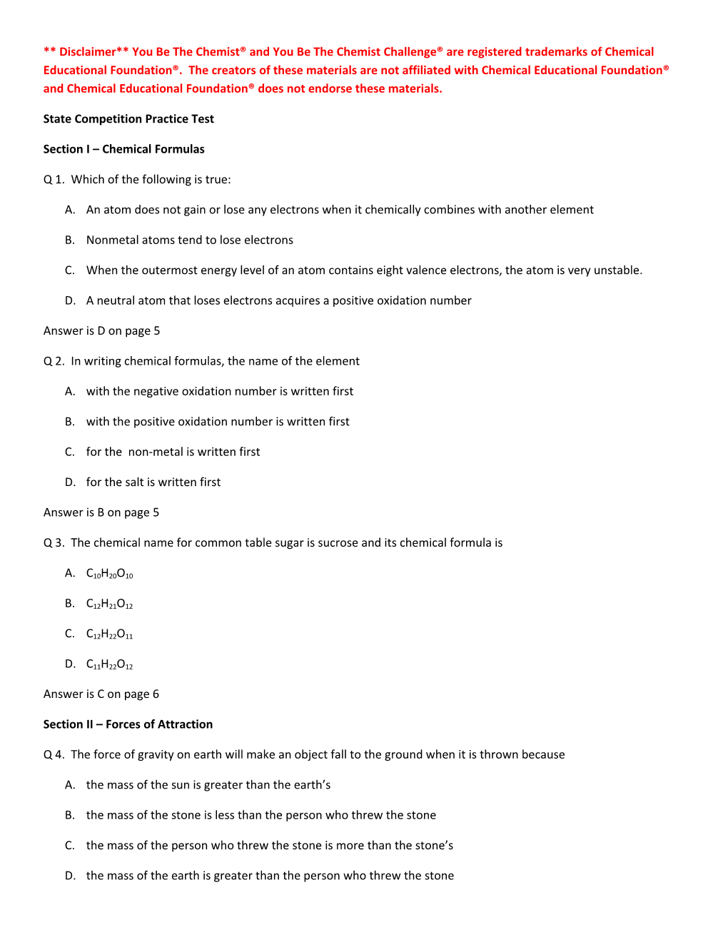 State Competition Practice Test