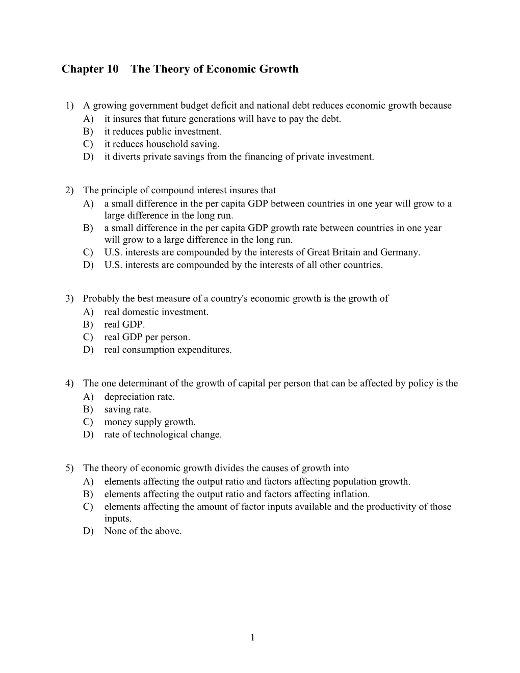 Chapter 10The Theory of Economic Growth