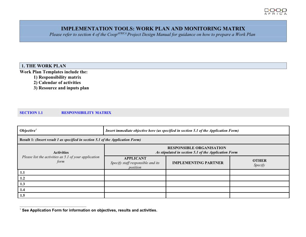 Draft Workplan Template