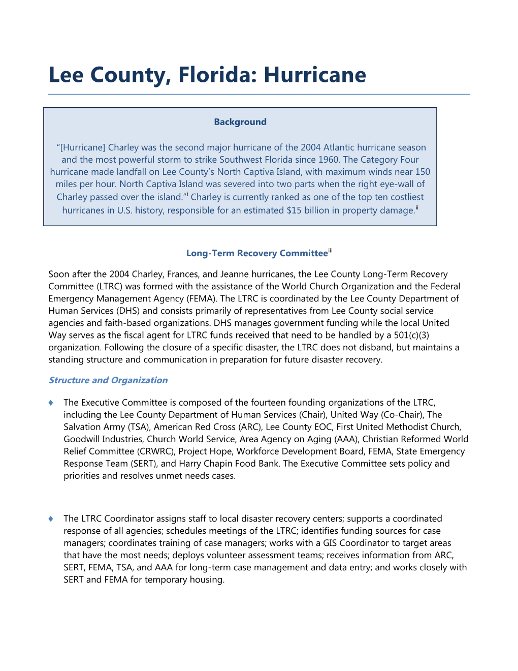 Lee County, Florida: Hurricane