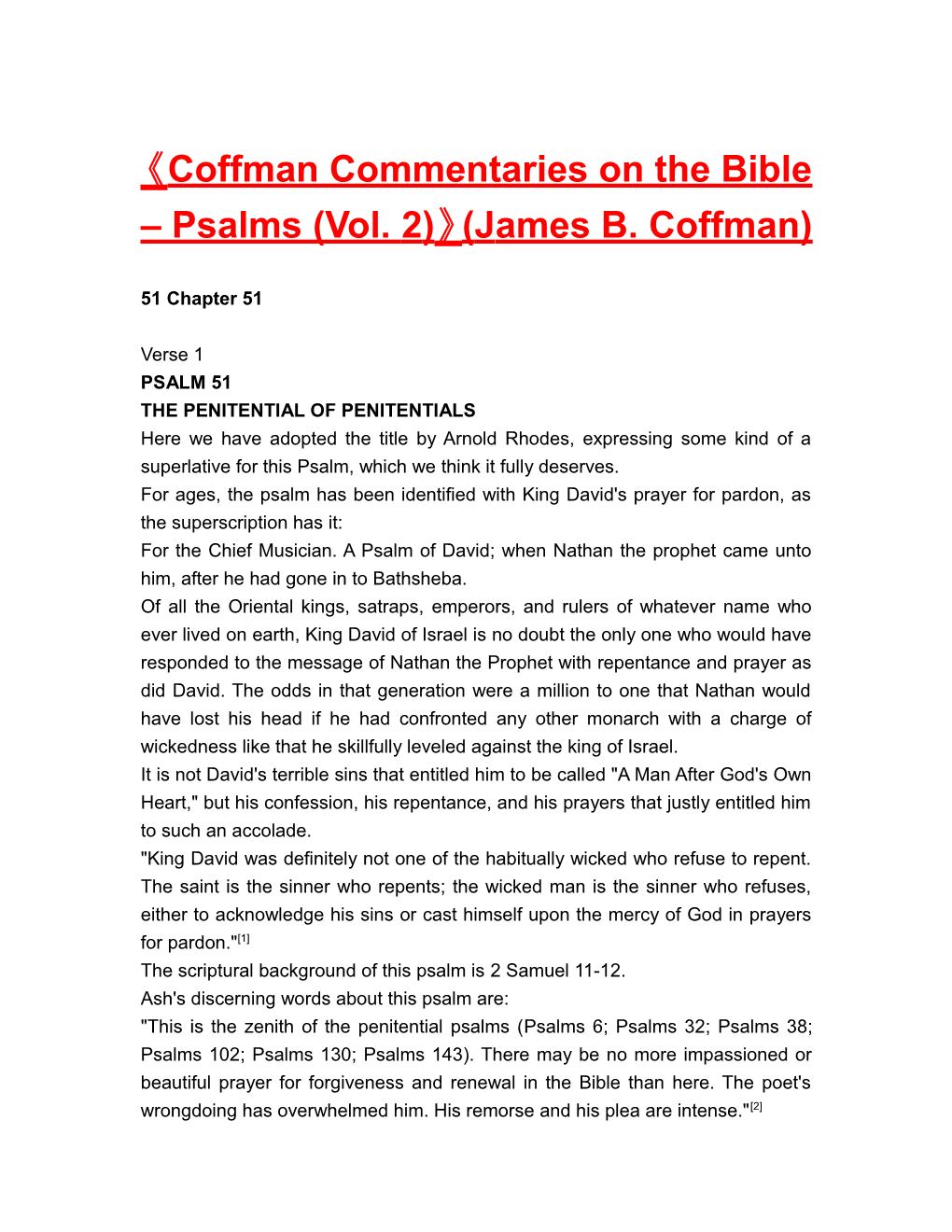 Coffman Commentaries on the Bible Psalms (Vol. 2) (James B. Coffman)