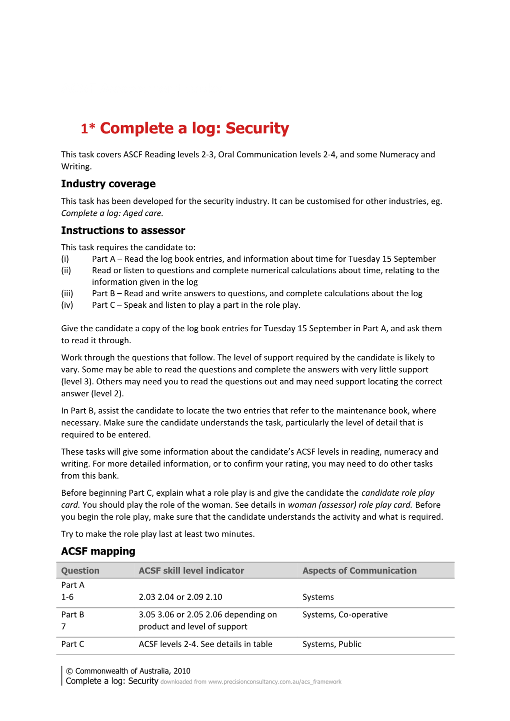 Complete a Log: Security