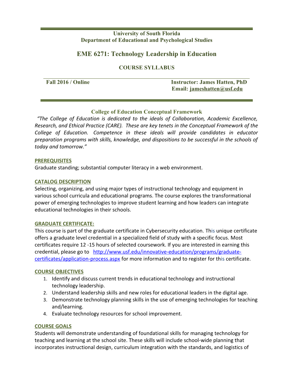 College of Education Conceptual Framework