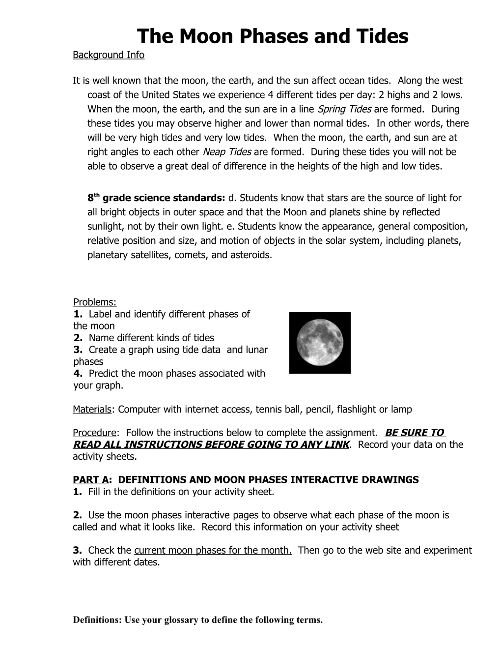 The Moon Phases and Tides