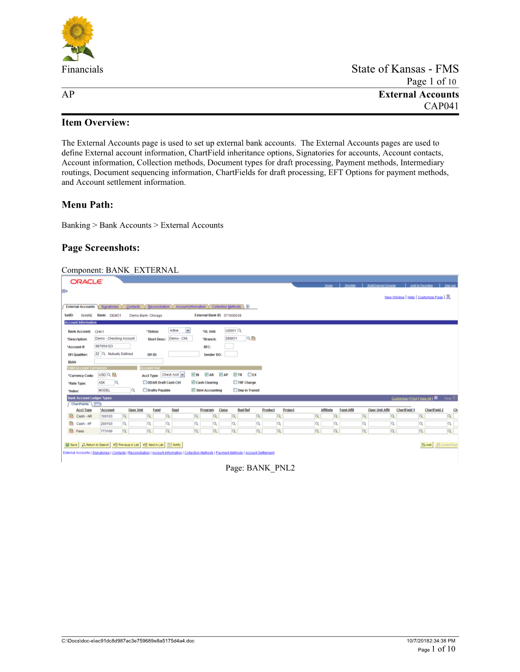 Financialsstate of Kansas - Fmspage 1 of 9