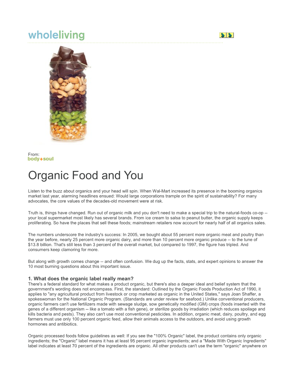 Organic Food and You