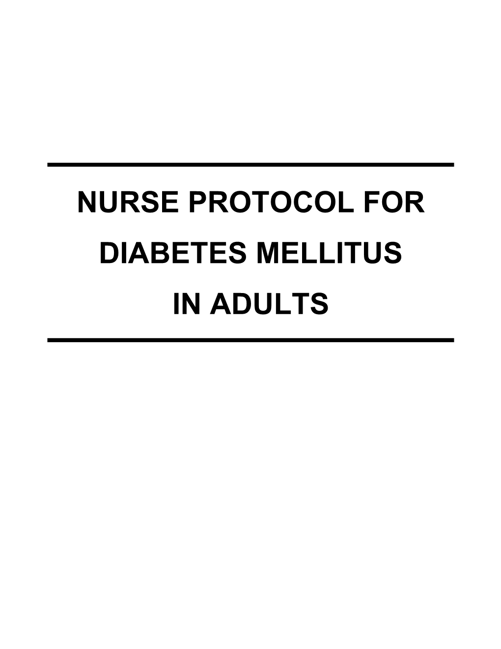 Nurse Protocol For