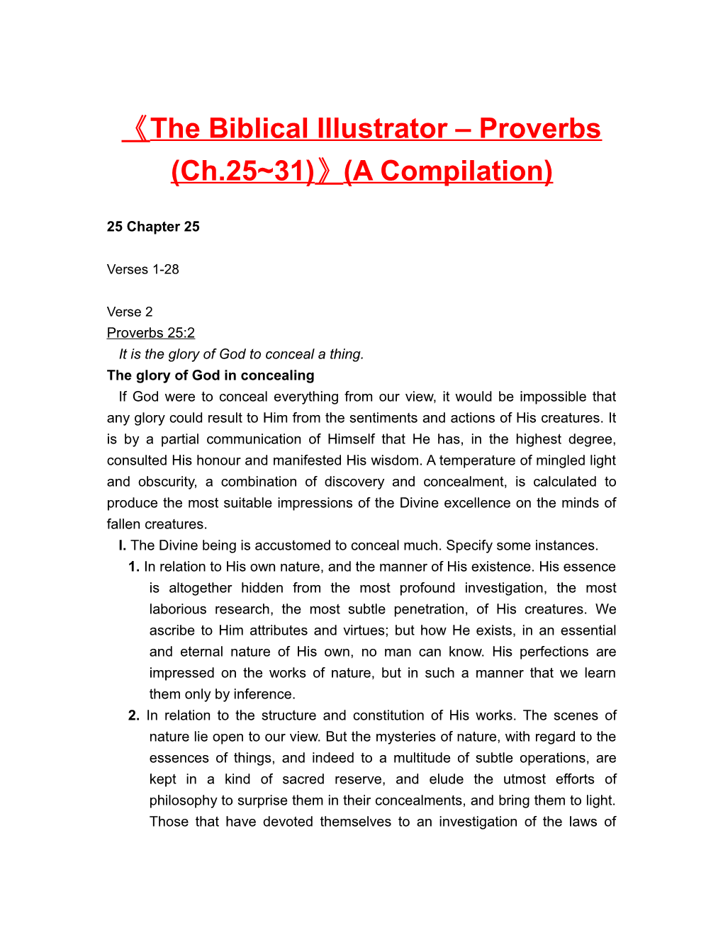 The Biblical Illustrator Proverbs (Ch.25 31) (A Compilation)