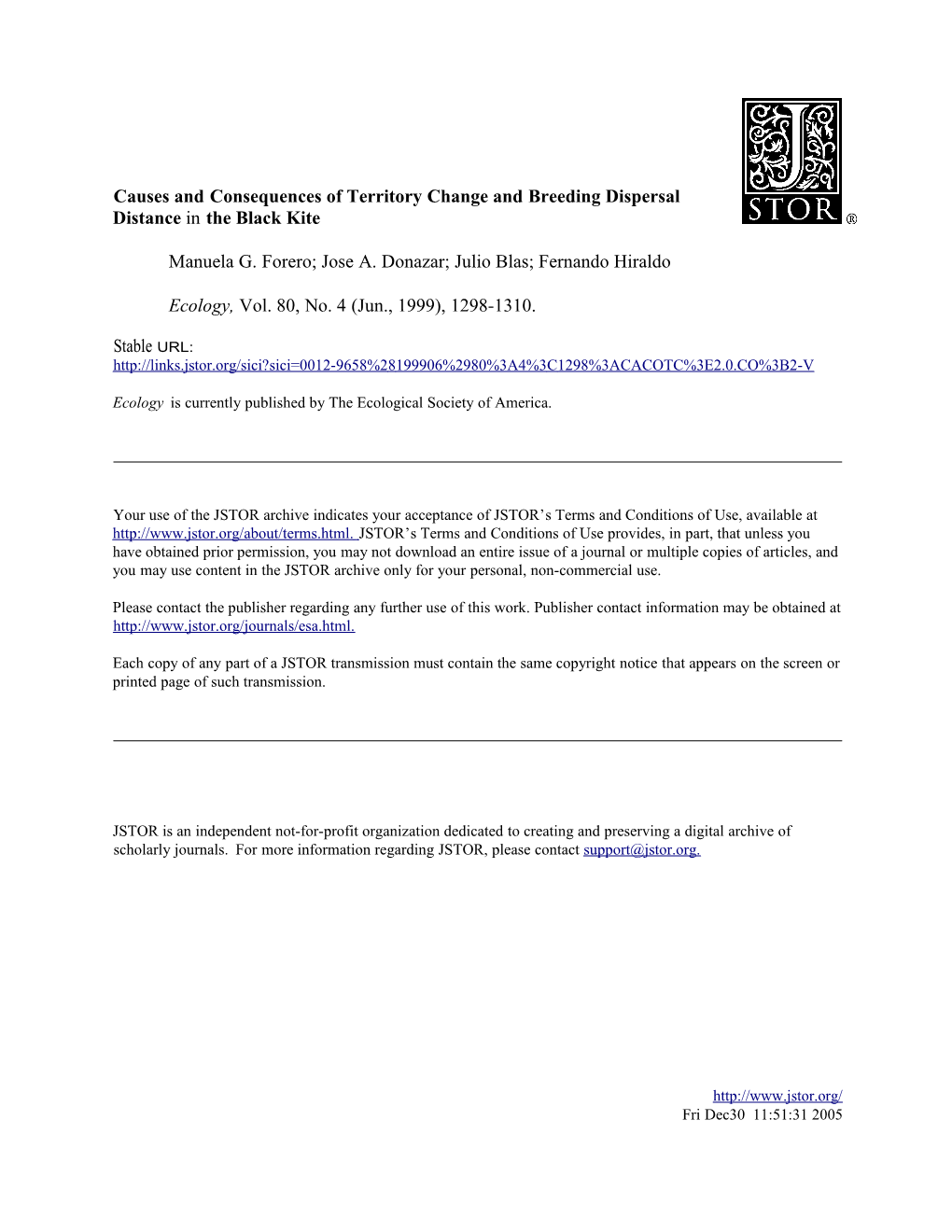 Causes and Consequences of Territory Change and Breeding Dispersal