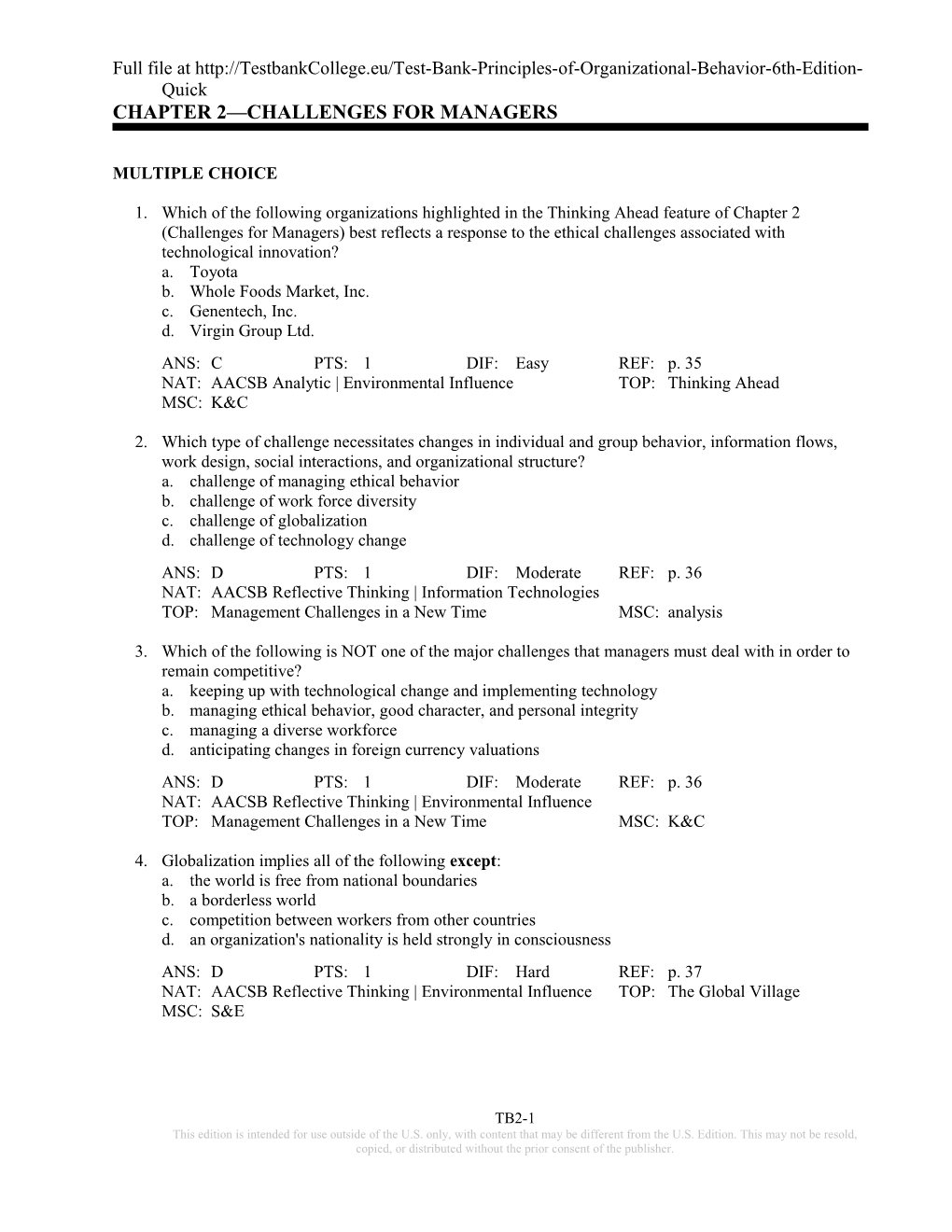 Chapter 2 Challenges for Managers