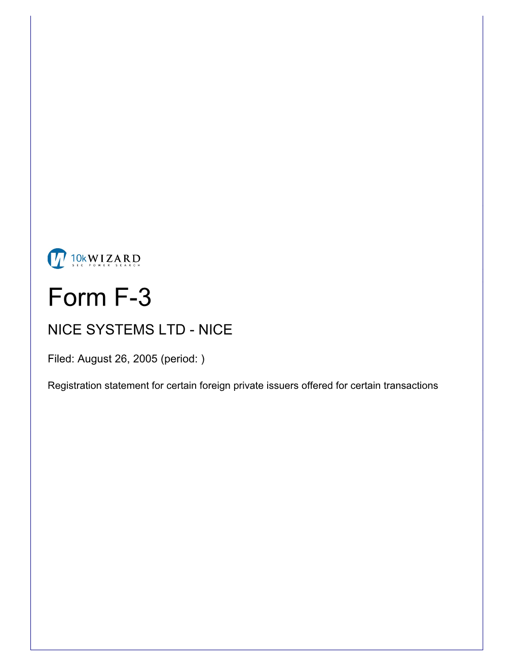 As Filed with the Securities and Exchange Commission on August 26, 2005