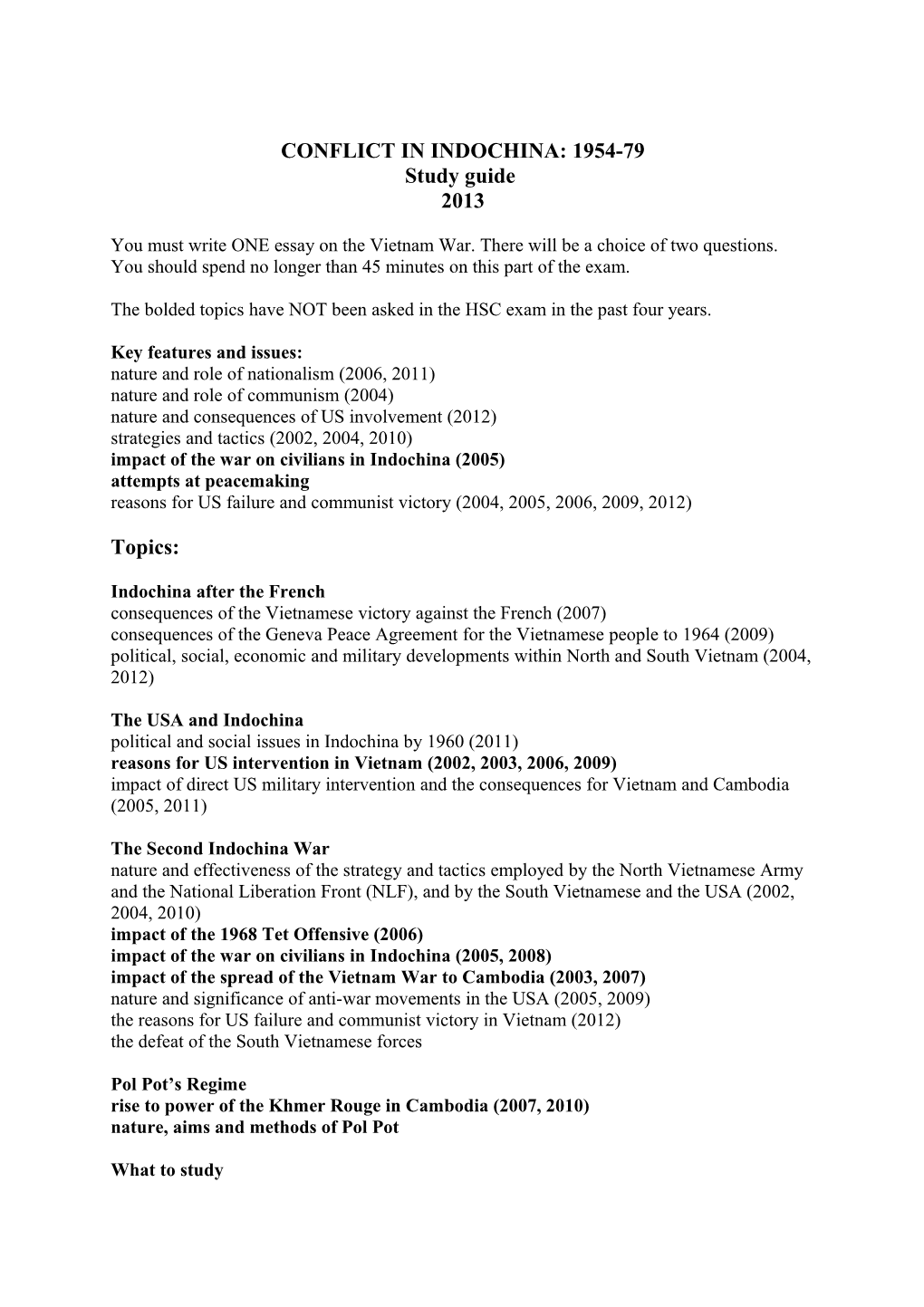 Conflict in Indochina: 1954-79