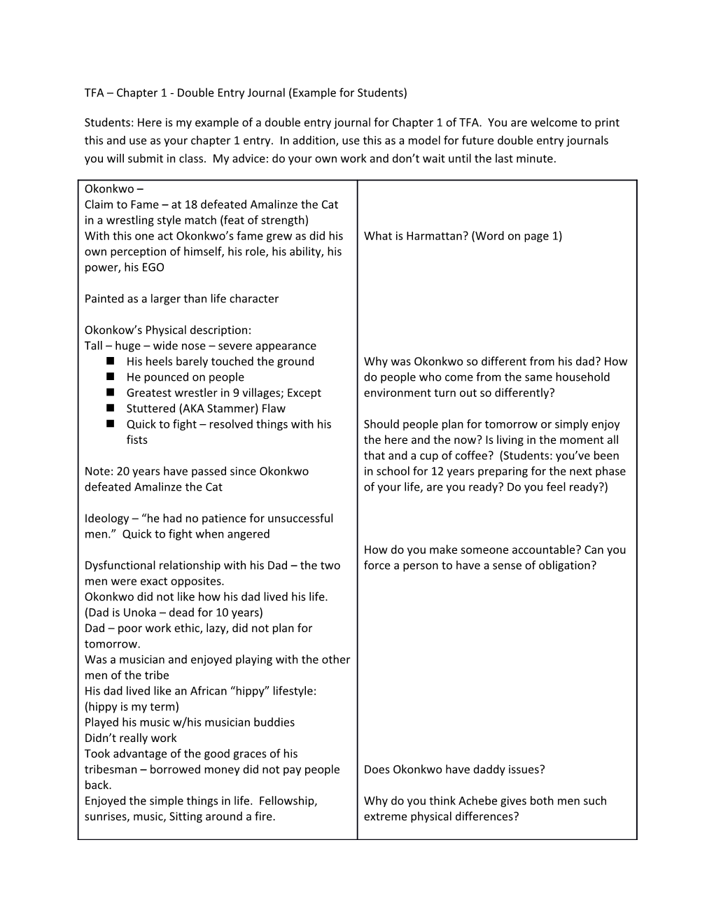 TFA Chapter 1 - Double Entry Journal (Example for Students)
