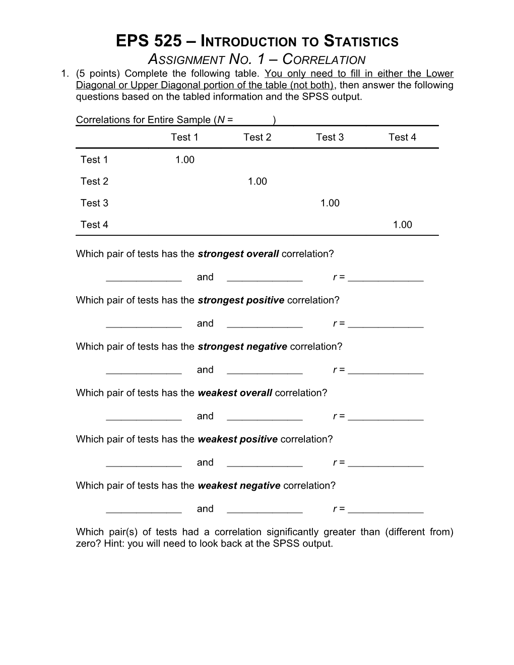 For This Assignment (Correlation and Regression) You Will Use the Following Data Set