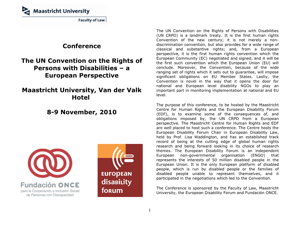 The UN Convention on the Rights of Persons with Disabilities a European Perspective