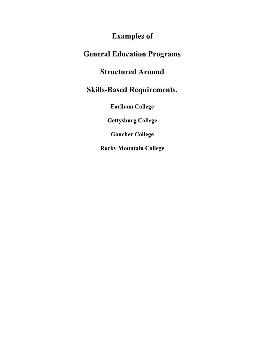 General Education Programs