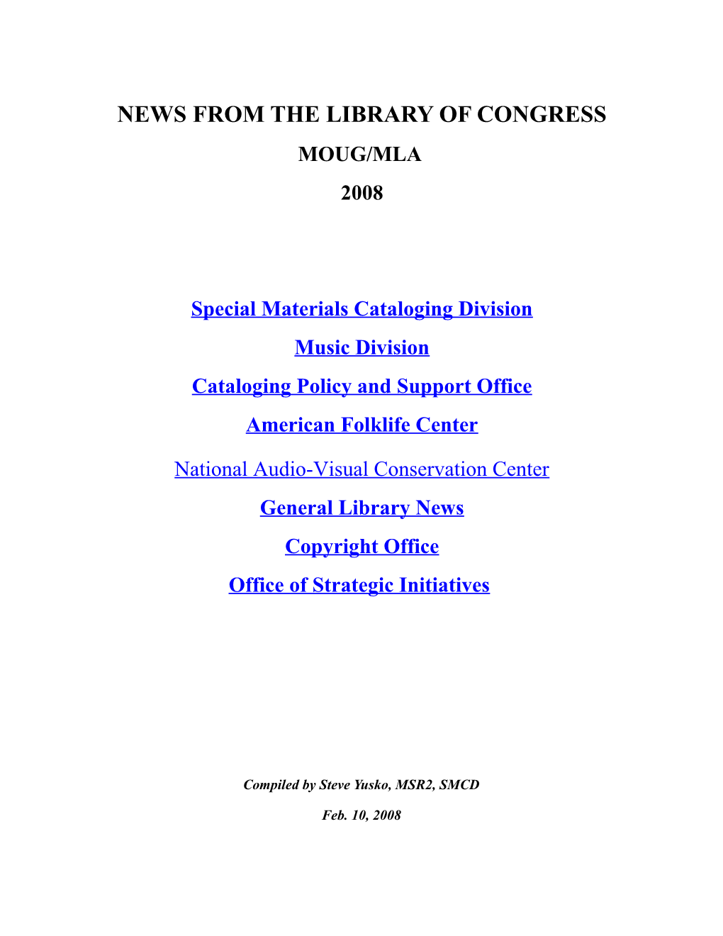 News from the Library of Congress
