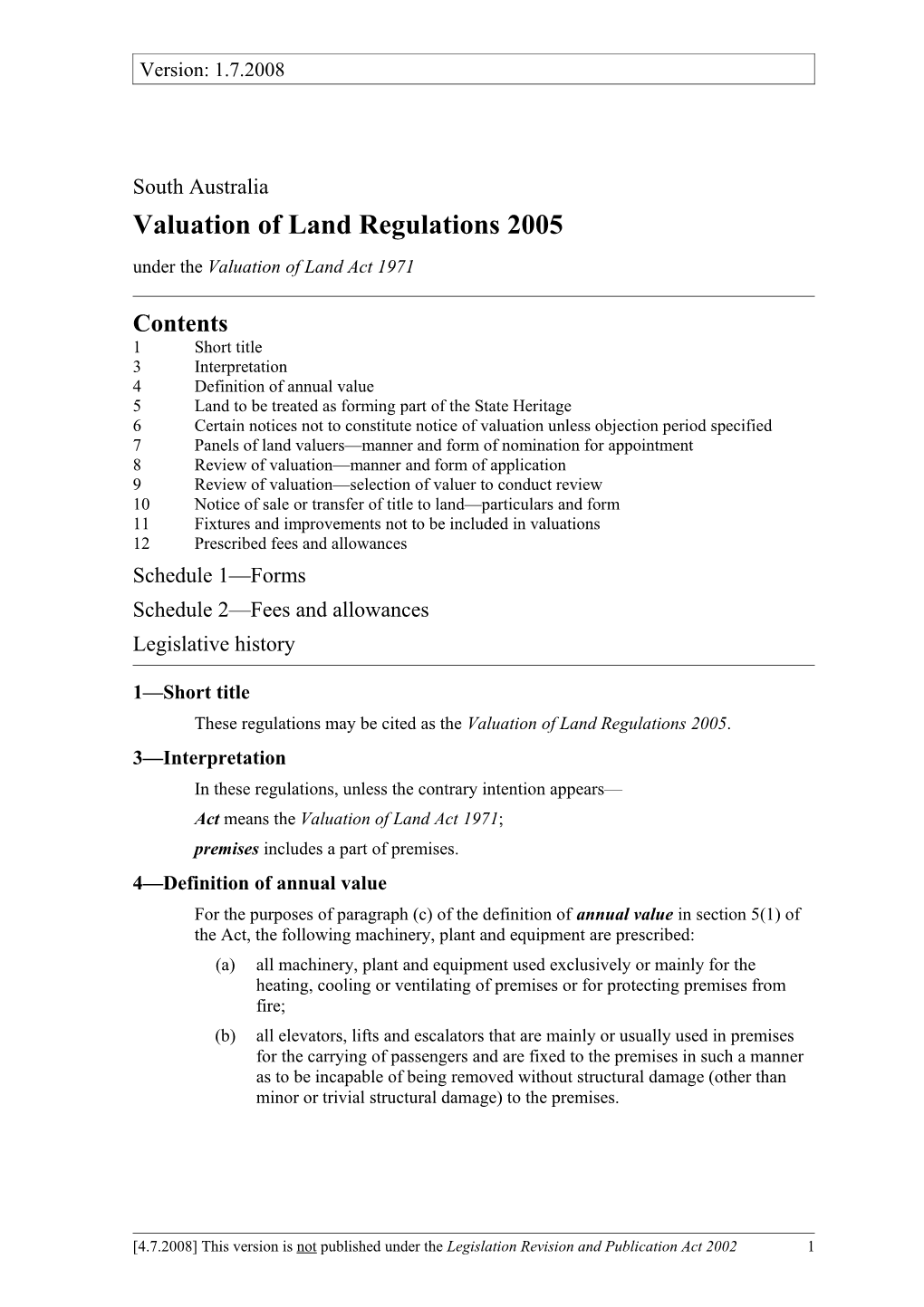 Valuation of Land Regulations2005