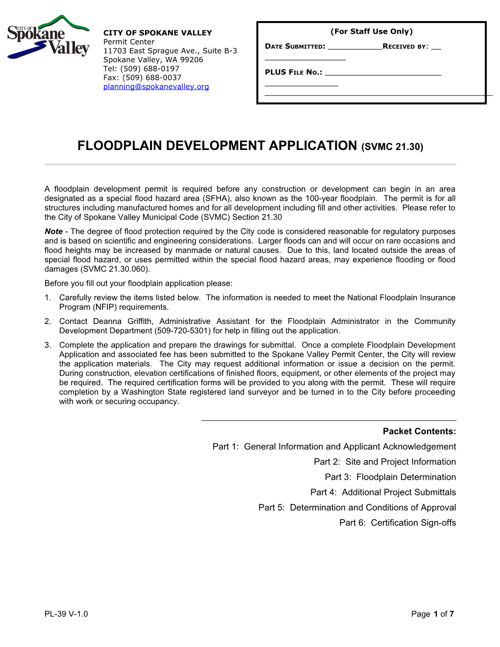 Floodplain Development Application (Svmc 21.30)