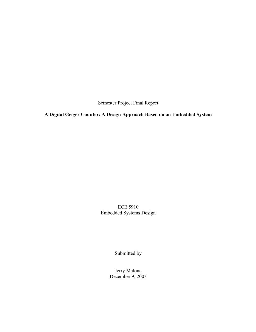 A Digital Geiger Counter: a Design Approach Based on an Embedded System